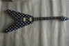 Darmowa wysyłka Randy Rhoads Podpis Latający V Elektryczny Gitara Polka Dot Finish Top Chiny Gitara