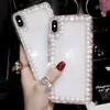 Pearl Luxury strass Téléphone Transparent couverture de diamant pour iPhone 11 pro max XS MAX XR 6 7 8 plus Samsung S10, plus S9 NOTE 10