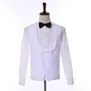 Prawdziwe zdjęcie Side Vent White Paisley Szal Kapel Wedding Groom Tuxedos Men Party Party Bal Sukienka Biznes Garnitury (Kurtka + Spodnie + Kamizelka + Krawat) K1