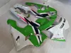 Motorcykel Fairing Body Kit för Kawasaki Ninja ZX6R 636 94 95 96 97 ZX 6R 1994 1997 Vit Green Fairings Bodywork + Gifts GS39