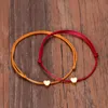 Goldfarben-Herz-Armband-Silber-Handgemachter Schmuck Multicolor-Seil justierbare Schnur Glück Armband für Frauen Kinder