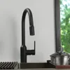 Magnético seguro Dupla Função torneira da cozinha Pull Out Tap cabeça 100% metal Kitchen Sink Água Faucet Negro Cor Chrome