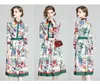 New Runway Floral Designer Dress Plus Size Womens Fashion Printed Lantern Sleeve Ladies Pleated Dresses Slim Elegant Office Shirt 4717223