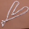 925 Sterling Silver Heart Pendant Long Necklace Eleganta smycken för damer Muliti Chain Wedding Evening Party Accessories265D