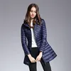 Blu scuro / rosso / viola / nero Inverno Plus Size Piumini lunghi da donna Piumino d'anatra ultraleggero Cappotto imbottito Slim Autunno Parka lady