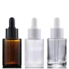 Partihandel 30 ml Amber Clear Frosted Empty Package Serum Droper Bottles Essential Oil Aromaterapy Glasflaskor med ögondroppar