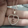 925 Ciondolo a forma di cuore in argento con alfabeto iniziale Collana con 26 lettere Ciondolo con collana di diamanti europea americana Regalo di gioielli