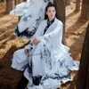 Традиционная белая ханфу для мужчин женские чернила печатная китайская народная танца древняя династия