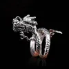 Personality Ring Creative Opening Band Rings Free size Vintage Chinese Dragon Titanium Steel Domineering Joint Punk Hip Hop Designer Men