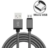 Snabb laddning Micro USB-kabel 1/2 / 3m Nylon flätad tråd för Samsung Sony Xiaomi Android Phone Data Sync Charger Cable Smartphone