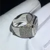 Vecalon Luxury Big Male Ring 925 Sterling Silver Pave Setting