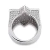 Luxo Designer Jóias Mens Anéis Ouro Verde Prata Hip Hop jóia do casamento anel de noivado para fora congelado Bling diamante Campeonato Hexagon DJ