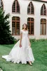 Prosta Aline Lace Satest Skromna suknia ślubna z rękawami z czapek Kobiety Nieformalne suknie ślubne Skromne wysokiej jakości niestandardowe Made9149705