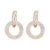 Ny design kreativ high-end smycken eleganta örhängen med kristaller runda guld och silver örhängen bröllop kväll örhängen för kvinnor