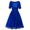 Lace Short Cocktail Dresses with Short Sleeves 2020 Scoop Neck Women Party Dress Purple Red Royal Blue Navy Blue