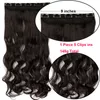 18-28 "Lunga clip nelle estensioni dei capelli sintetici al 100% Estensioni di capelli naturali reali 3/4 testa piena 1 pezzo marrone nero