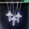 2020 Top Verkauf Kreuz Anhänger Luxus Schmuck Echt 925 Sterling Silber Kleine Große Anhänger Party CZ Diamant Frauen Männer Schlüsselbein kette Halskette