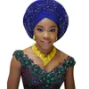 African Headtie Dla Kobiety Nigerian Gele już Made Auto Gele Hele Turban Aso Ebi Duże Brim Piękny ślubny Headtie