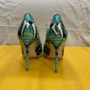 Designer ocasional Frete grátis real pic verde cobra python mulheres senhora venda quente 2019 novo estilo ponto dedo do pé de salto alto sapatos Bombas 12 cm 10 cm 8 cm