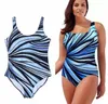 fashion plus Big women's swimwear large fat woman Stripe Print fat one piece bikini swimwear high waist Bikinis 2019 Bikini Sets Triangle