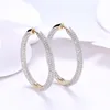 Cyrkon Inkrustowane obręcze do uszu Kobiety Ucha Pierścienie Okrągły Szampański Złoty Kolor Kolczyki Modne ozdoby dla kobiet