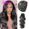 Indian Virgin Hair Clip-in Hair Extensions 120g Body Wave Clips 8 pieces/set Natural Color 8-24inch Wholesale 120Gram