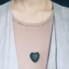 Mode kärlek hjärta eterisk oljet diffusor halsband aromaterapi smycken svart lava sten långa kedjor halsband