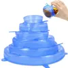 6 pezzi / set coperchi elasticizzati in silicone riutilizzabili coperchio universale in silicone per alimenti ciotola coperchio in silicone coperchio in silicone padella cucina tappi da cucina LX1243