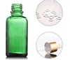 Hete verkoop 5 ml 10 ml 15 ml 20 ml 30 ml 50 ml 100 ml groene olie e vloeibare glazen flessen met druppers voor essentie cosmetica