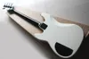 Fabrieks directe verkoop 4 snaren matte witte elektrische basgitaar met 3 pickups, zwarte hardware, palissander toets,