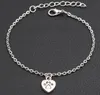 2020 Nieuwe Dog Paw Prints Heart Charms Armband Antieke Zilveren Armband DIY Handgemaakte Link Ketting Armband voor Vrouwen