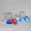 narghilè 14mm maschio raccoglitore di cenere di vetro in silicone bong tubi dell'acqua con 3 pollici 2 pezzi contenitore da 10 ml recuperatore di pyrex spesso acchiappacenere per fumare