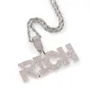 Colliers pendentif RICH glacé pour hommes femmes hip hop designer de luxe mens bling diamant lettre pendentifs chaîne en or lettres neckla5068933