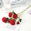 Artificial Peony Flower 3 Heads Long Plastic Stem Silk Flowers Garden Party Wedding Bouquet Bridal Peony Decorcoration