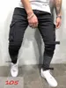 hip hop kot pantolon siyah yeni erkek skinny jeans rahat ince bisikletçi denim diz deliği yırtık pantolon yıkanmış erkekler
