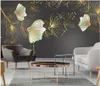 Customized large photo mural wallpaper 3d Modern light luxury golden embossed lines flowers mural Nordic background wall papers home decor