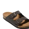 Hot Sale-Sandals Women Casual Shoes Double Buckle Famous Brand Arizona Summer Beach Top Quality Genuine Leather Slippers With Orignal Box