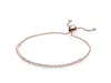 Kvinnor Sterling Silver Armband Klar CZ Diamant Justerbar Storlek Skinnande Kristall Armband Fit Pan Smycken Kvinnor Alla hjärtans dag Present W269