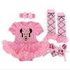 Ubranie niemowląt 4PCS Zestawy Białe długie rękawie Rompers Red Red Tutu Squult Ruffle Pettistiskirt buty