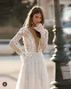 Berta 2019 Beach Wedding Dresses Lace Long Sleeve 3D Floral Appliques Tulle Plus Size Wedding Dress Backless Bridal Gowns Custom Made