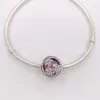 Andy Jewel Authentic 925 Sterling Silver Beads Dazzling Daisy Meadow Pink Clear CZ Charms past Europese Pandora -stijl sieraden armbanden ketting 7