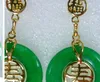 Spedizione gratuita 4 scelte Pietra naturale verde all'ingrosso carattere cinese longevità, felice, amore, orecchino fortunato #001