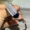 Rulalei Único Mulheres Moda Jóias 925 Sterling Silver completa princesa Corte Branco Sapphire bracelete de diamantes promessa de casamento nupcial Bangle Set