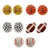 Unique Basketball Volleyball Baseball Softball Earrings Studs 2019 Rhinestone Crystal Bling Earrings Women Girl Sports Fashion Jewelry