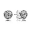 18K Rose Gold Round Disc Stud EARRING for Pandora 925 Silver CZ Diamond Earrings with Original box set Women Wedding Gift Jewelry