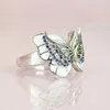 S1292 bijoux de mode bague papillon exquis diamant Zircon émail coloré papillon dame Ring9568774