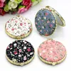 1pc mini -redondo de bolso redondo espelho de maquiagem vintage lados duplos de estilo floral de estilo chinês compacto ferramenta cosmética portátil