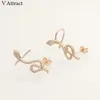 Gold CZ Snake Ear Earrings For Women Fashion Jewellery Animal Crystal Stud Earrings Best Friend Gift D'oreille Femme