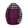 Persönlichkeit Koreanische Version Des Trends Der Farbe Passenden Flanell Männer Hemd Slim Fit Plaid Casual Shirts Hip Hop Lose Lange slee280L