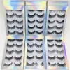 Hot selling best price 5 Pair Natural Thick synthetic Eye Lashes Makeup Handmade Fake Cross False Eyelashes with Holographic Box